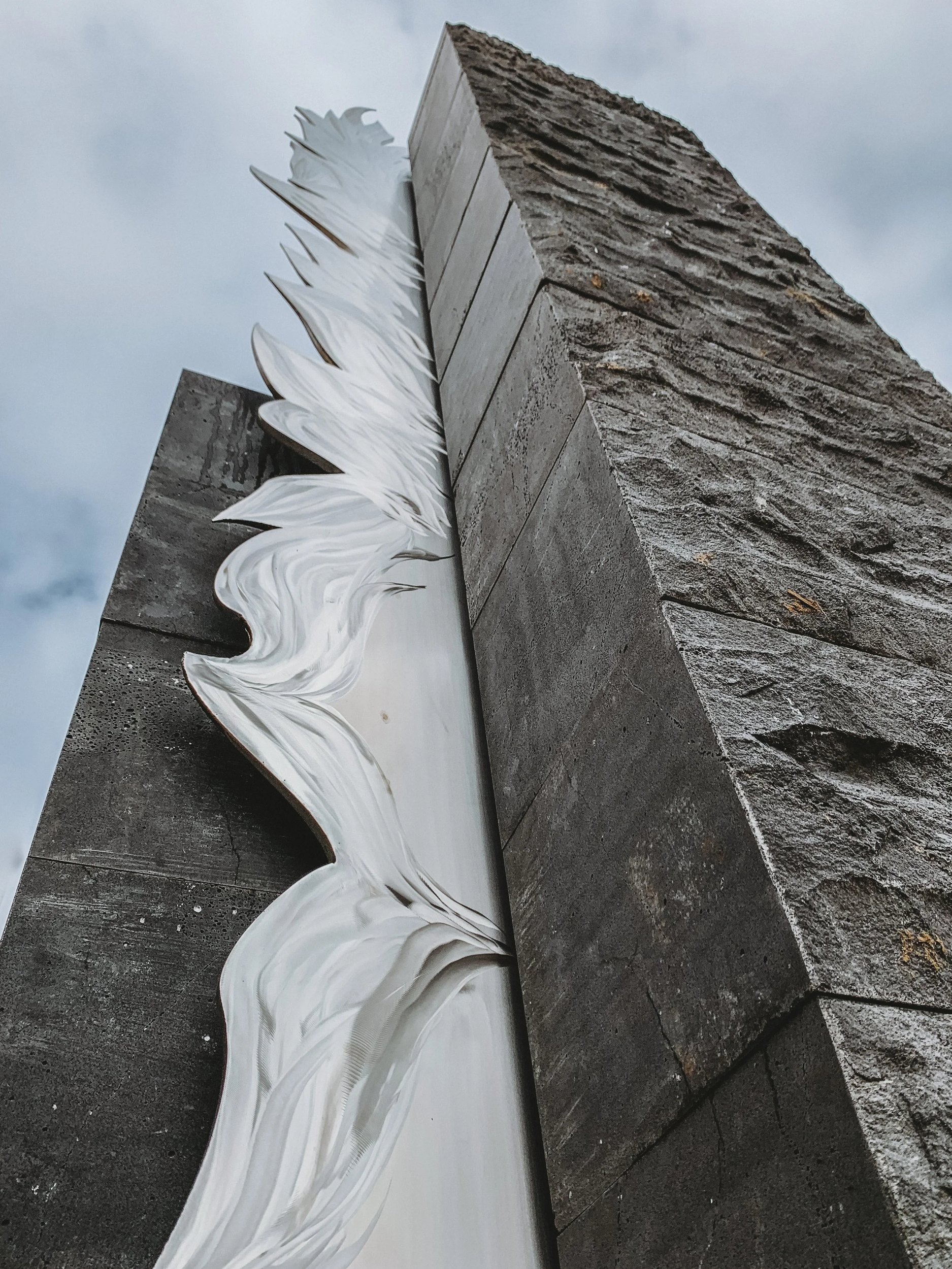 Flame & Bluestone Block Sculpture, Braybrook — by Orchard
